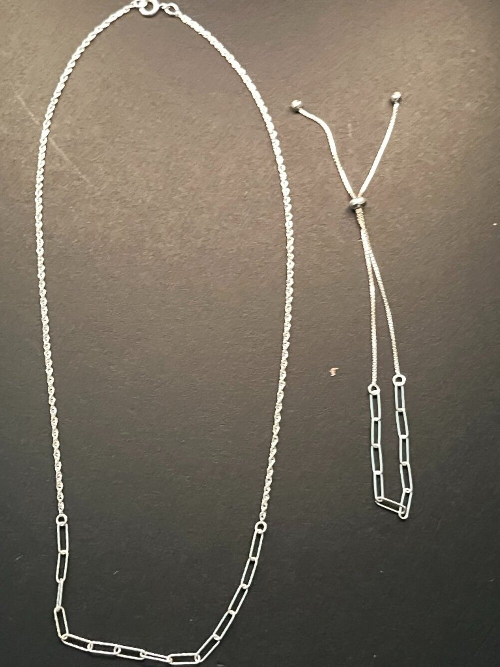 NWOT Peruvian 925 Silver Paperclip Chain Necklace & Bracelet Set